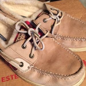 Sperry Topsiders Fur and plaid